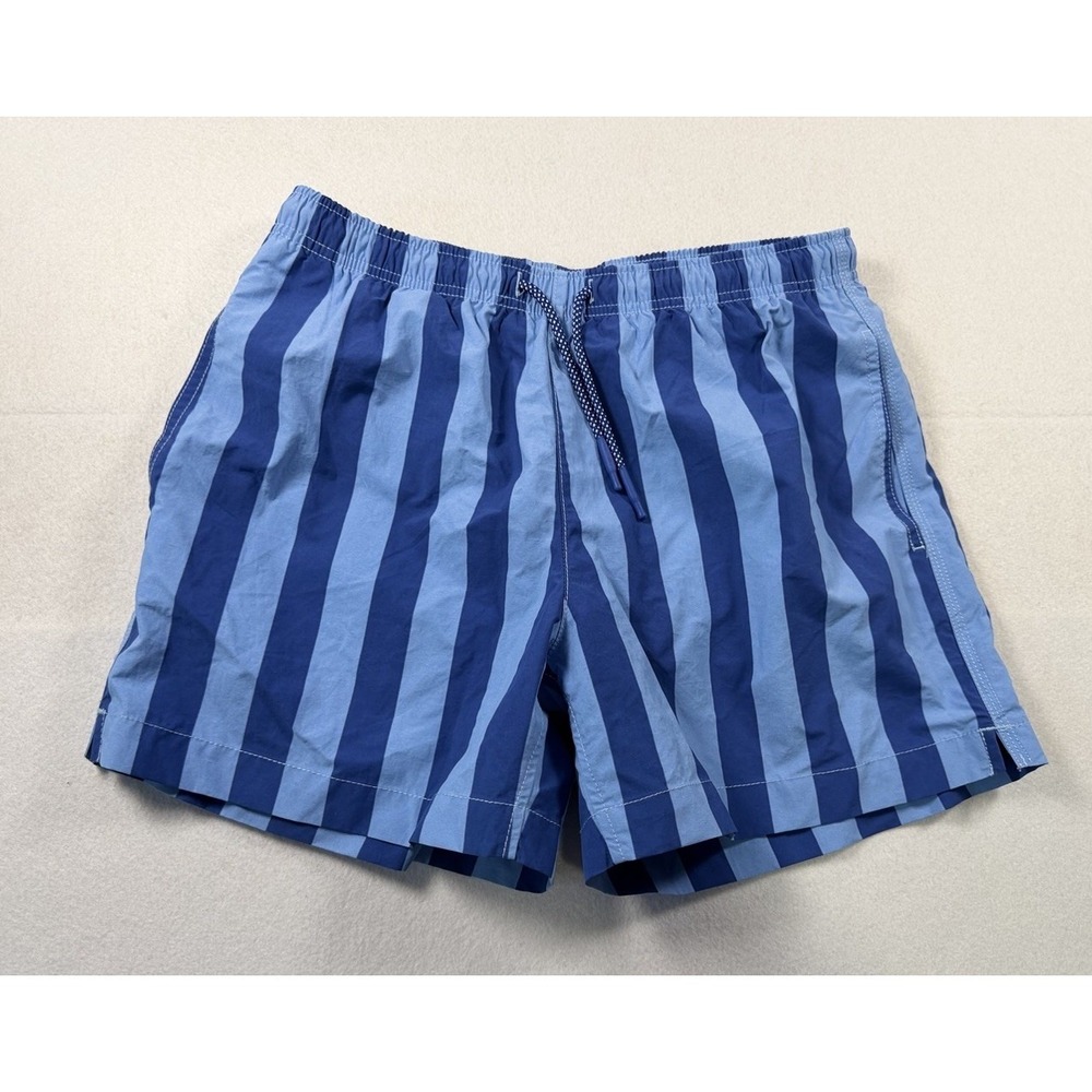 Zara Men's Swim Shorts Size Medium  Blue Striped Classic Casual Resortwear